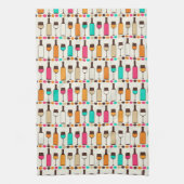 Retrowijnflessen en -glazen theedoek (Verticaal)