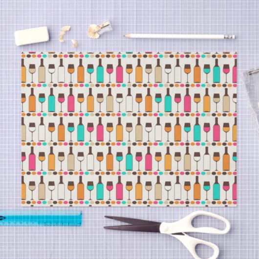 Retrowijnflessen en -glazen tissuepapier (Craft)