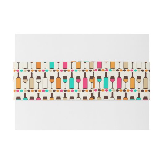 Retrowijnflessen en -glazen uitnodigingen wikkel (Achterkant Voorbeeld)