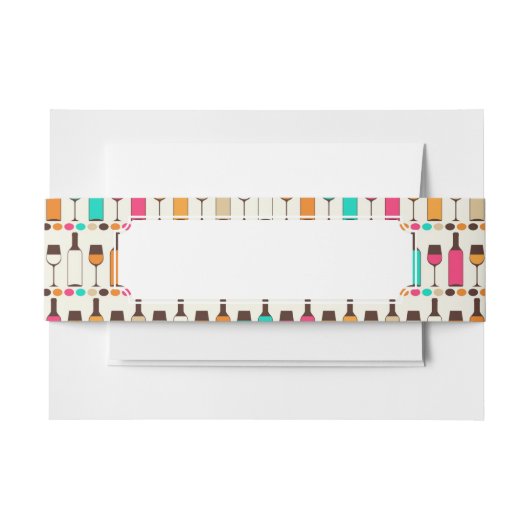 Retrowijnflessen en -glazen uitnodigingen wikkel (Voorkant Voorbeeld)