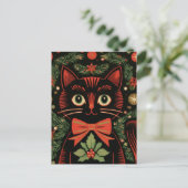 RetroXmasCat Briefkaart (Staand voorkant)