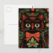 RetroXmasCat Briefkaart (Voorkant / Achterkant)
