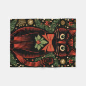 RetroXmasCat Fleece Deken (Voorkant (Horizontaal))