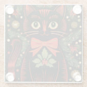 RetroXmasCat Glazen Onderzetter (Achterkant)