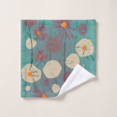 Retroze en witte bloemen bad handdoek (Wasdoekje)