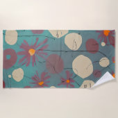 Retroze en witte bloemen strandlaken (Voorkant)