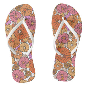 Retroze oranje bloemen patroon teenslippers