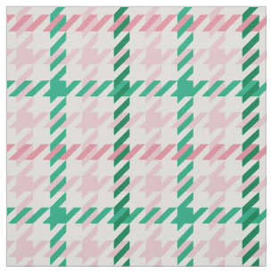 Retroze roze en groen houndstooth plaid-patroon stof