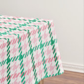 Retroze roze en groen houndstooth plaid-patroon tafelkleed (Voorbeeld)