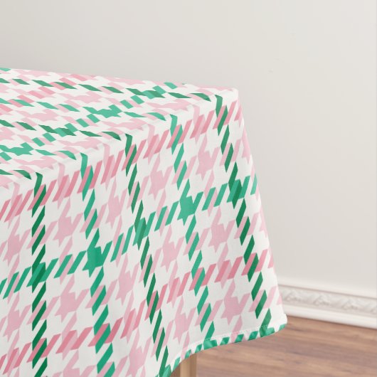 Retroze roze en groen houndstooth plaid-patroon tafelkleed (Voorbeeld)