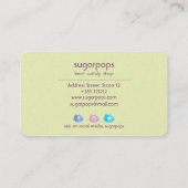 Retrozonnebrandolie snoep  visitekaartje (Achterkant)