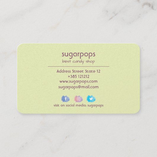 Retrozonnebrandolie snoep  visitekaartje (Achterkant)