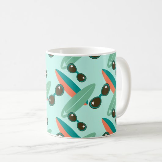 Retrozonnebrillen en surfplanken koffiemok (Voorkant rechts)