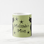 Retrozwarte katten, tarwegroen koffiemok (Center)