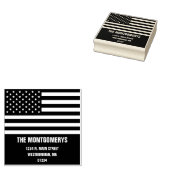 Retrun adres Patriottische Amerikaanse vlag famili Rubberstempel (Gestempeld)