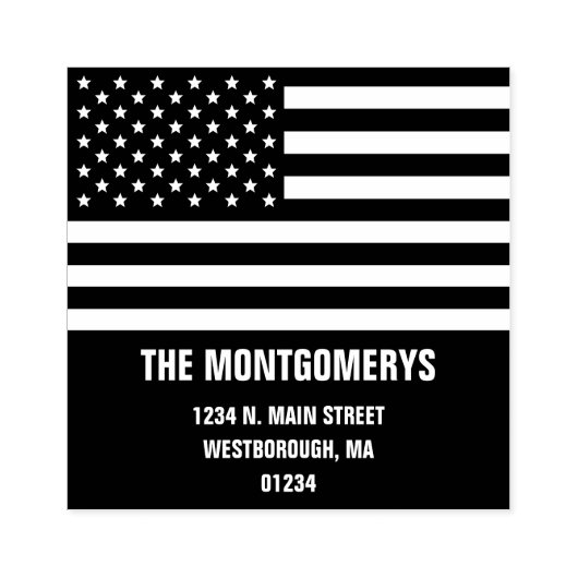 Retrun adres Patriottische Amerikaanse vlag famili Rubberstempel (Afrduk)