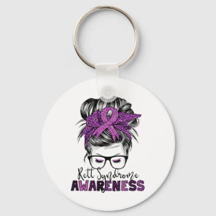 Rett Syndrome Awareness Messy Bun Hair Women Sleutelhanger