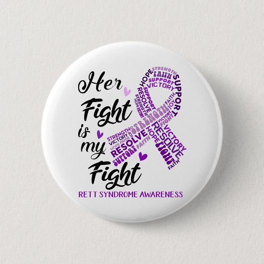 Rett Syndrome Bewustheid Haar gevecht is mijn stri Ronde Button 5,7 Cm (Voorkant)