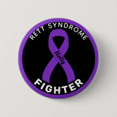 Rett Syndrome Fighter Ribbon Black Button (Voorkant)