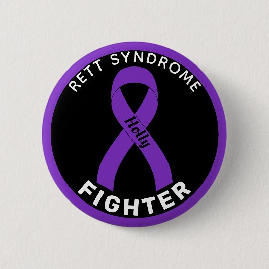 Rett Syndrome Fighter Ribbon Black Button (Voorkant)