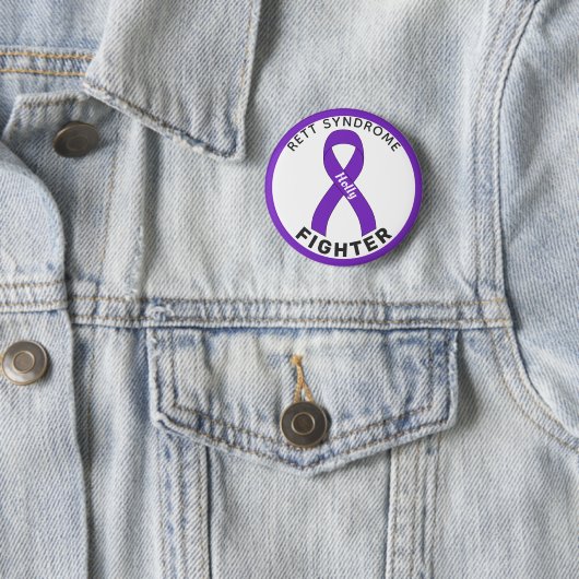 Rett Syndrome Fighter Ribbon White Button (In situ)