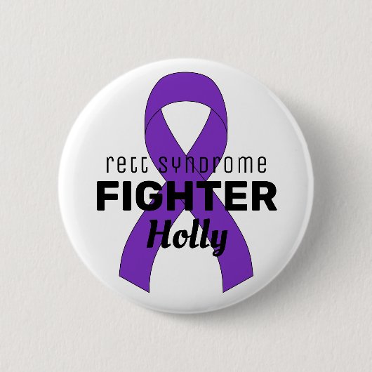 Rett Syndrome Ribbon White Button (Voorkant)