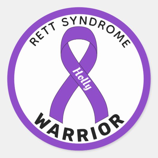 Rett Syndrome Warrior Ribbon White Ronde Sticker (Voorkant)