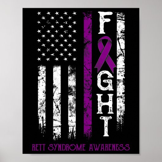Rett Syndrome Warrior US Flag Down Syndroom Poster (Voorkant)