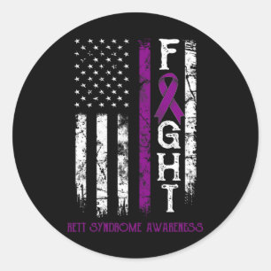 Rett Syndrome Warrior US Flag Down Syndroom Ronde Sticker