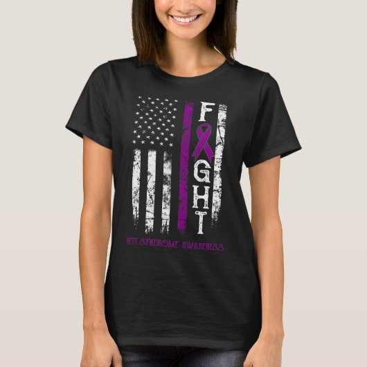 Rett Syndrome Warrior US Flag Down Syndroom T-shirt (Voorkant)