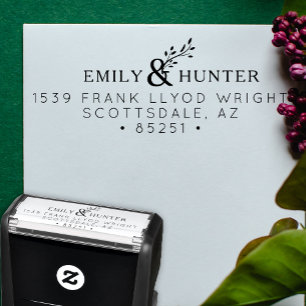 Return Address Botanical Mr en Mrs Simple Wedding Zelfinktende Stempel