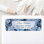 Return Address Christmas Blue Leaves Holidays Etiket (Insitu)