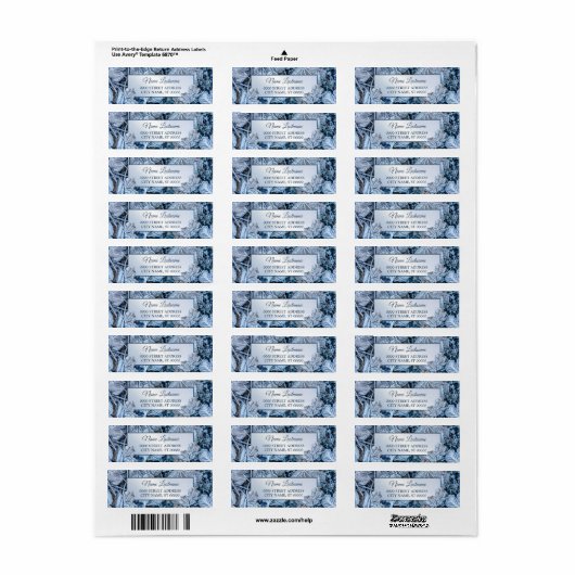 Return Address Christmas Blue Leaves Holidays Etiket (Full Sheet)