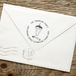 Return Address Cute Ice Cream Sundae Whimsical Zelfinktende Stempel