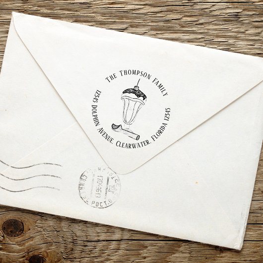 Return Address Cute Ice Cream Sundae Whimsical Zelfinktende Stempel