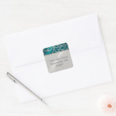 Return Address Elegant Blauwgroen Blue Silver Fili Vierkante Sticker (Envelop)