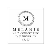 Return Address Elegant Monogram Minimalist Rubberstempel (Afrduk)