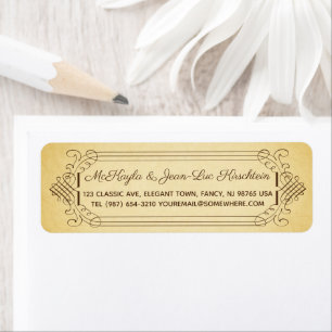 Return Address Elegant Wedding Brown  Paper Etiket