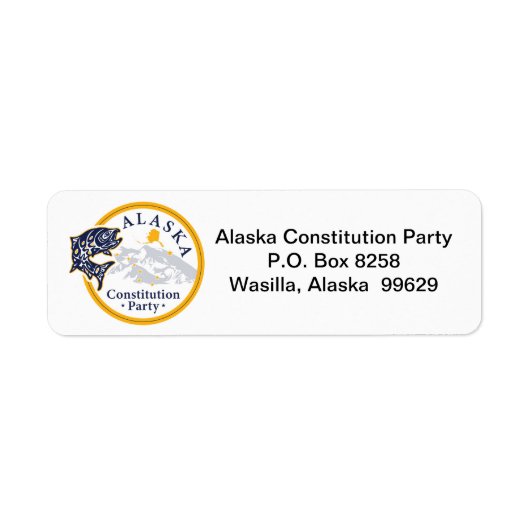 Return Address Label, Alaska Constitution Party Etiket (Voorkant)