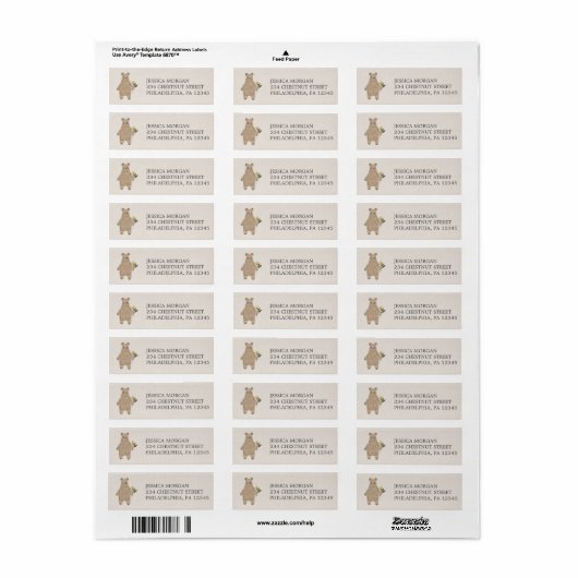 Return Address Label Boho Woodland Beer (Full Sheet)