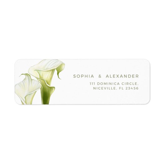 Return Address Label Calla Lilies Wedding. (Voorkant)