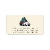 Return Address Label | Christmas Tree Truck Cream (Voorkant)