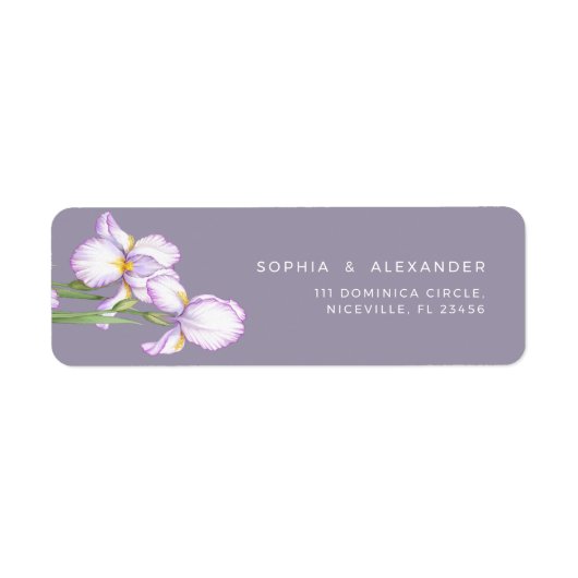 Return Address Label Delicate Irises Wedding. (Voorkant)