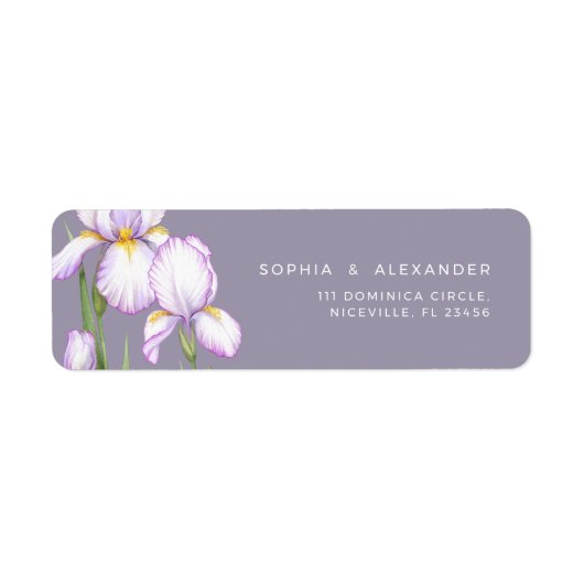 Return Address Label Delicate Irises Wedding. (Voorkant)