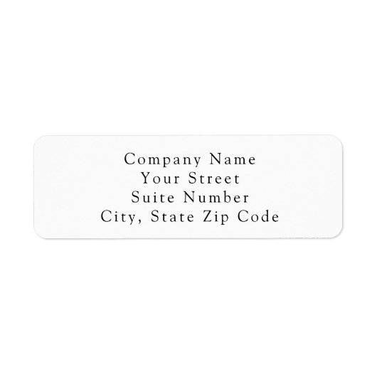 Return Address Label Minimal Simple Elegant White (Voorkant)