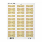 Return Address Label Modern Gold White Script (Full Sheet)
