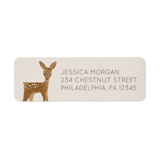 Return Address Label Modern Woodland Deer (Voorkant)