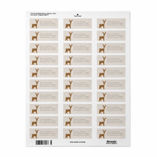 Return Address Label Modern Woodland Deer (Full Sheet)
