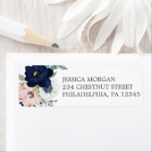 Return Address Label Navy Blooms (Insitu)