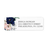 Return Address Label Navy Blooms (Voorkant)
